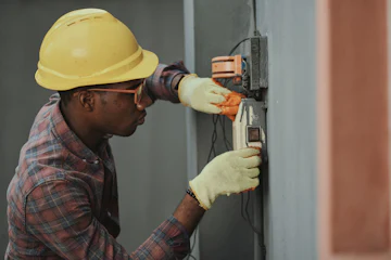 Electrician working on a switchboard